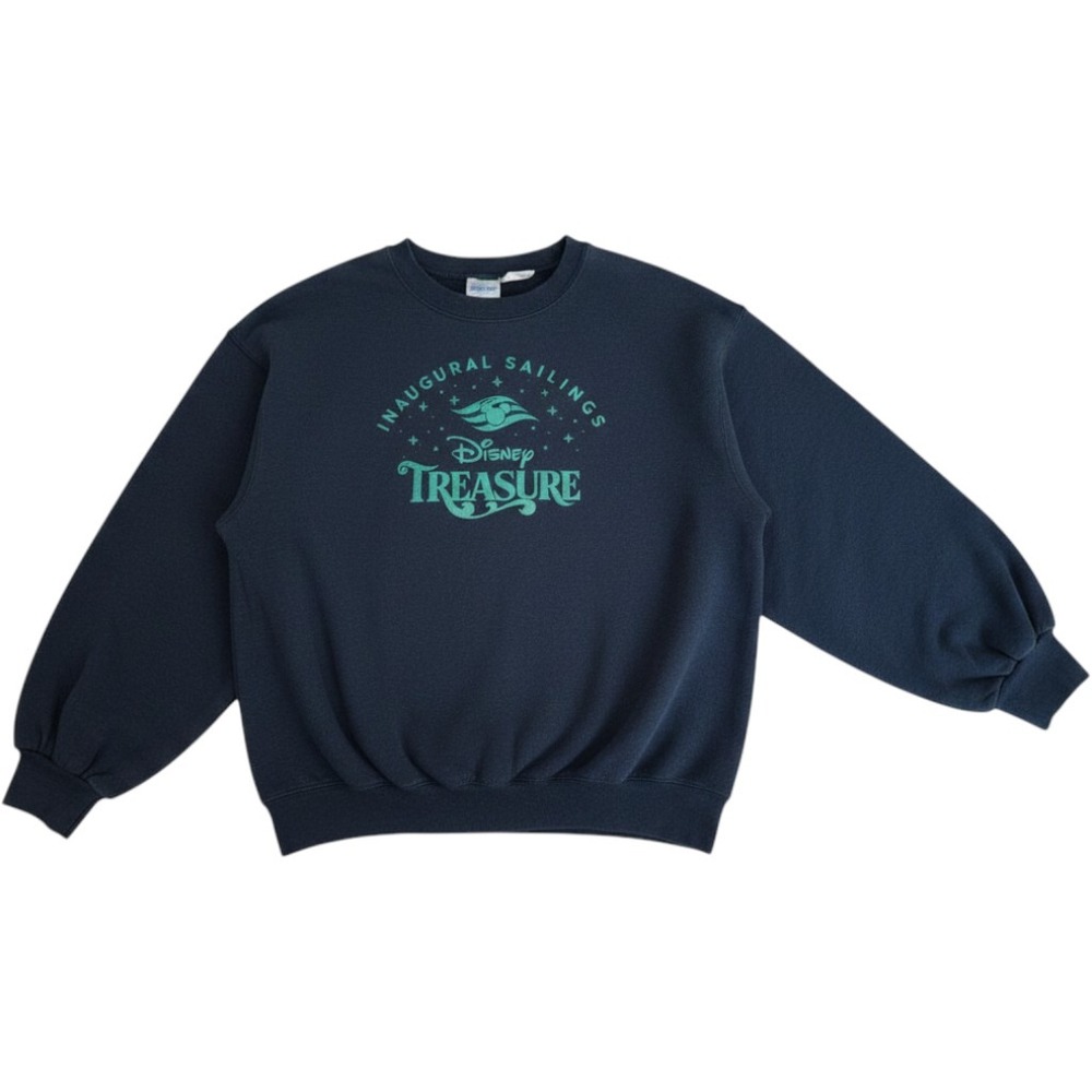 Disney Treasure Inaugral Sailings Sweatshirt Cruise L Blue Sparkle RARE Vacation
